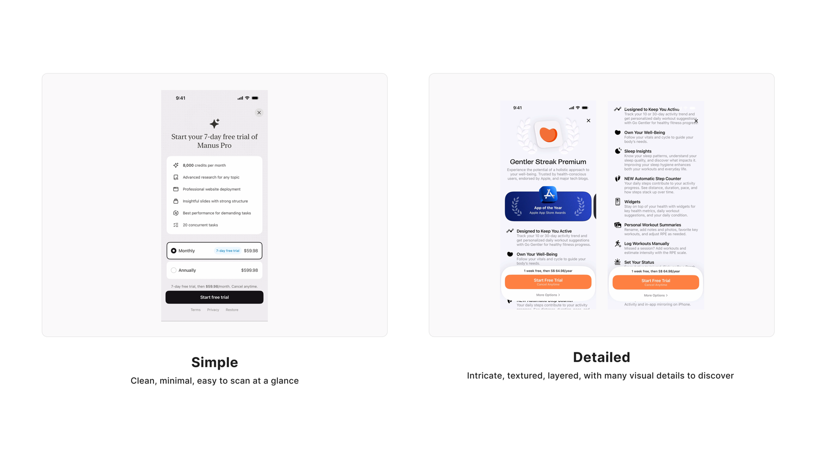 Simple vs Detailed stimulus