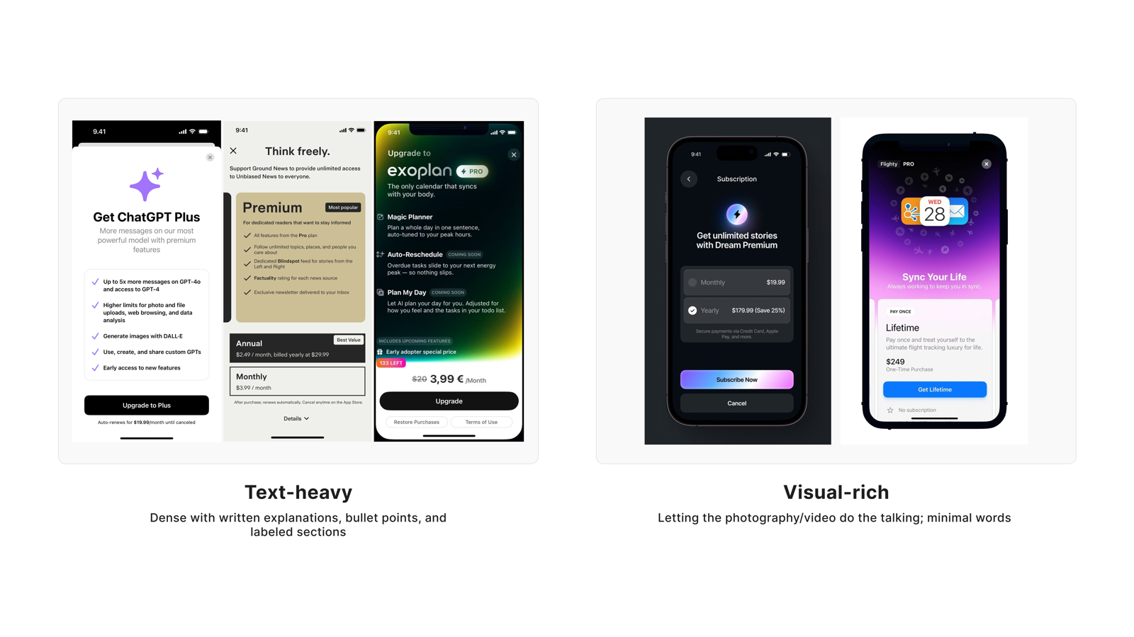 Text-heavy vs Visual-rich stimulus